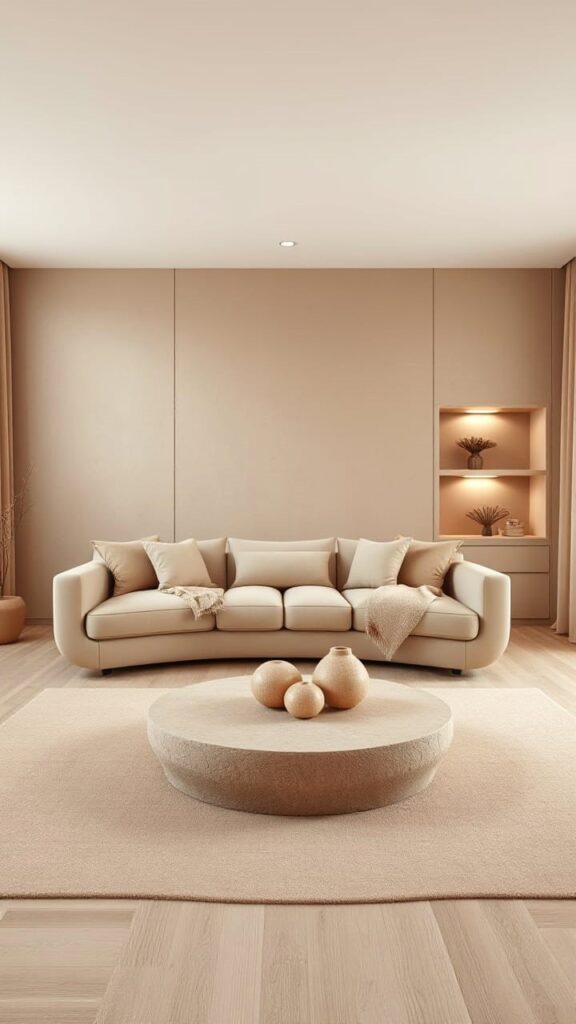 2026 Monochromatic Living Room | Warm Beige Minimalism