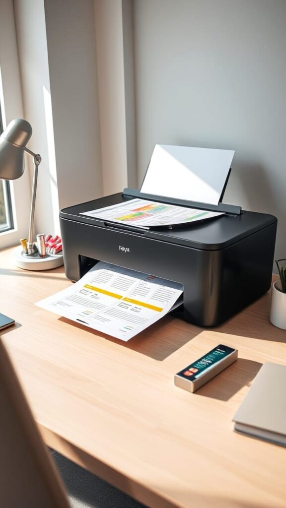 EcoTank printer with printed planner pages