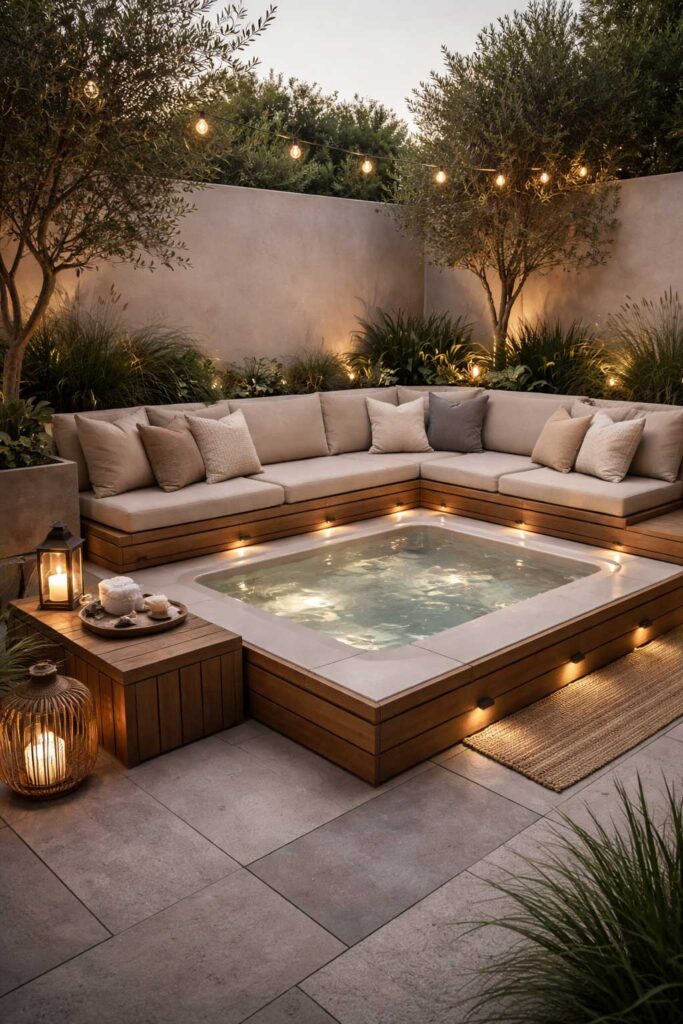 Built-In Patio Spa with Bench Seating