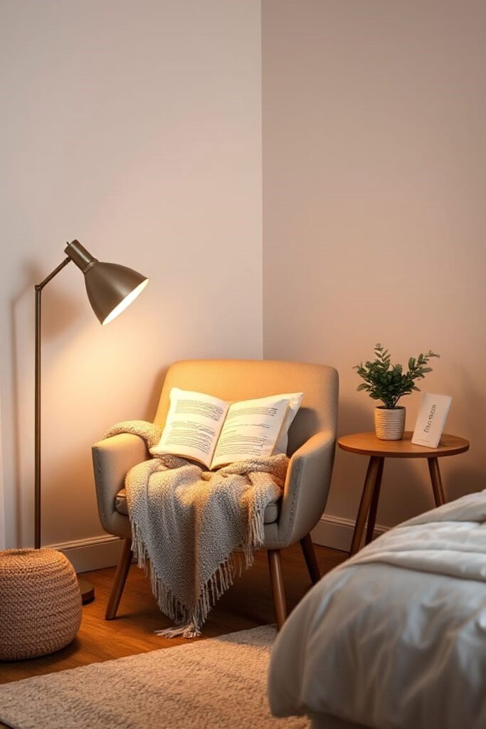 Cozy Bedroom Reading Corner Setup