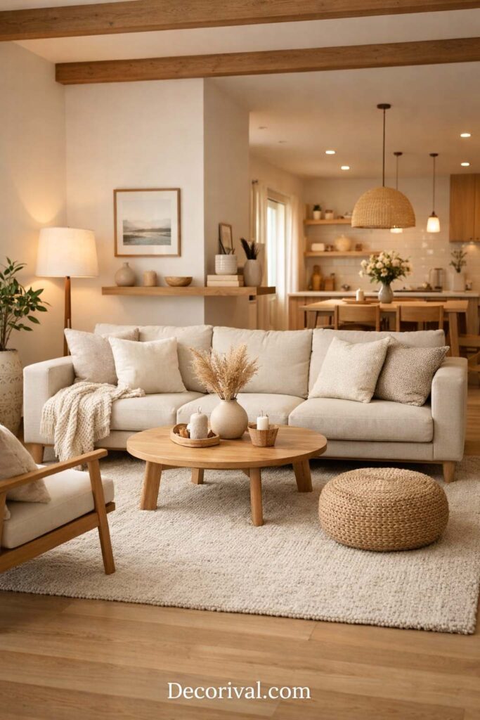 Cozy Scandinavian Open Living Room Design