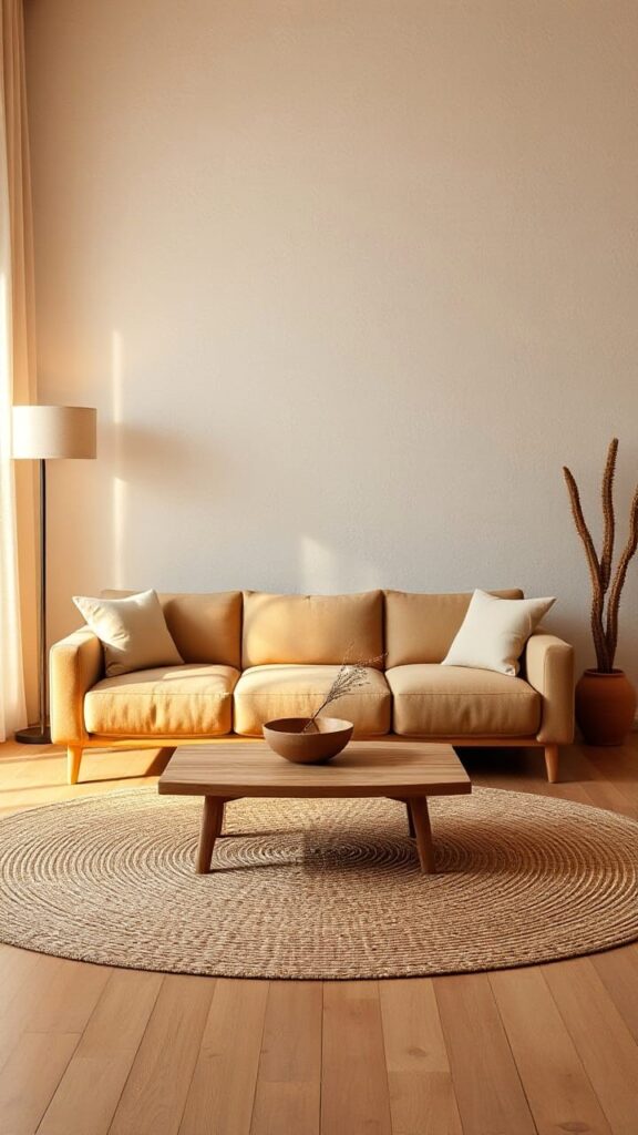 Earthy Minimalist Living Room | Organic Modern Aesthetic