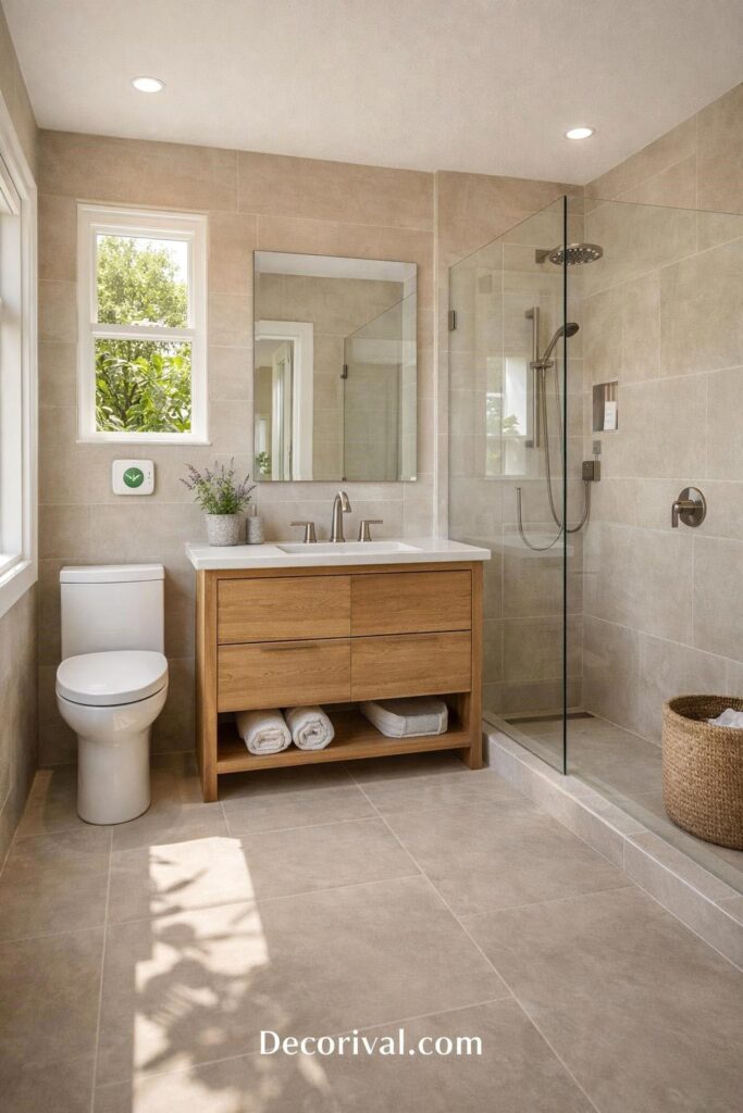 Eco-friendly bathroom with natural light