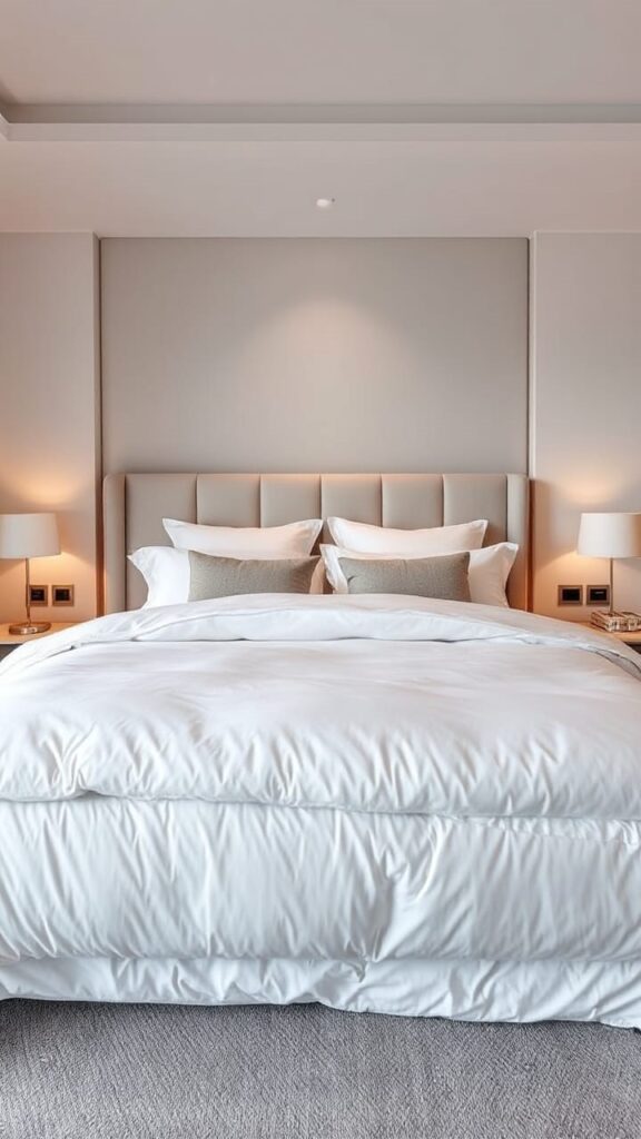Hotel-Style Bed with White Layered Bedding