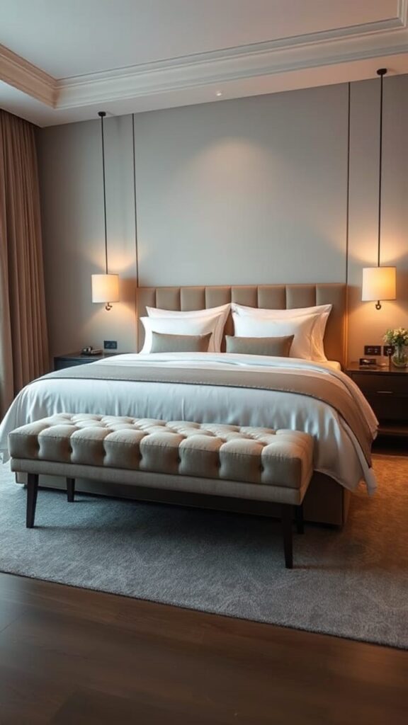 Hotel-Style Bedroom with Cozy Modern Luxury Decor