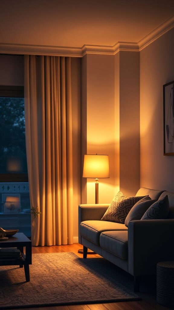 LIVING ROOM WITH LAYERED LIGHTING