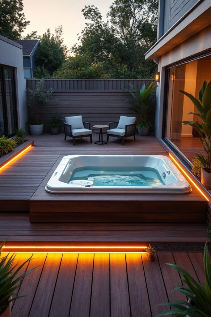 Luxury Sunken Jacuzzi Outdoor Idea for a Modern Backyard
