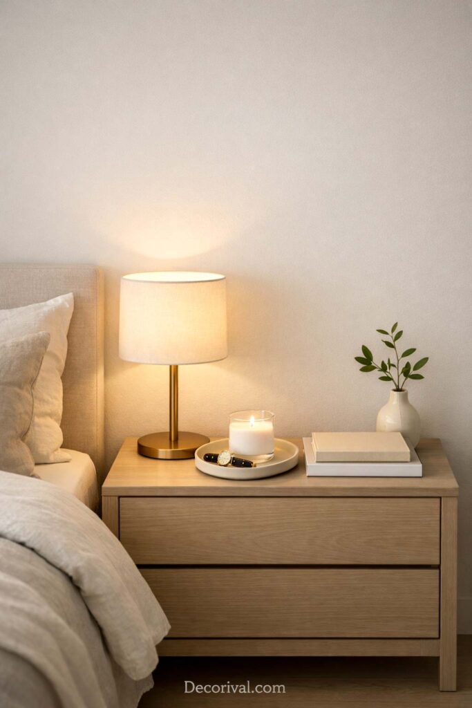 Minimal Stylish Bedside Table Setup