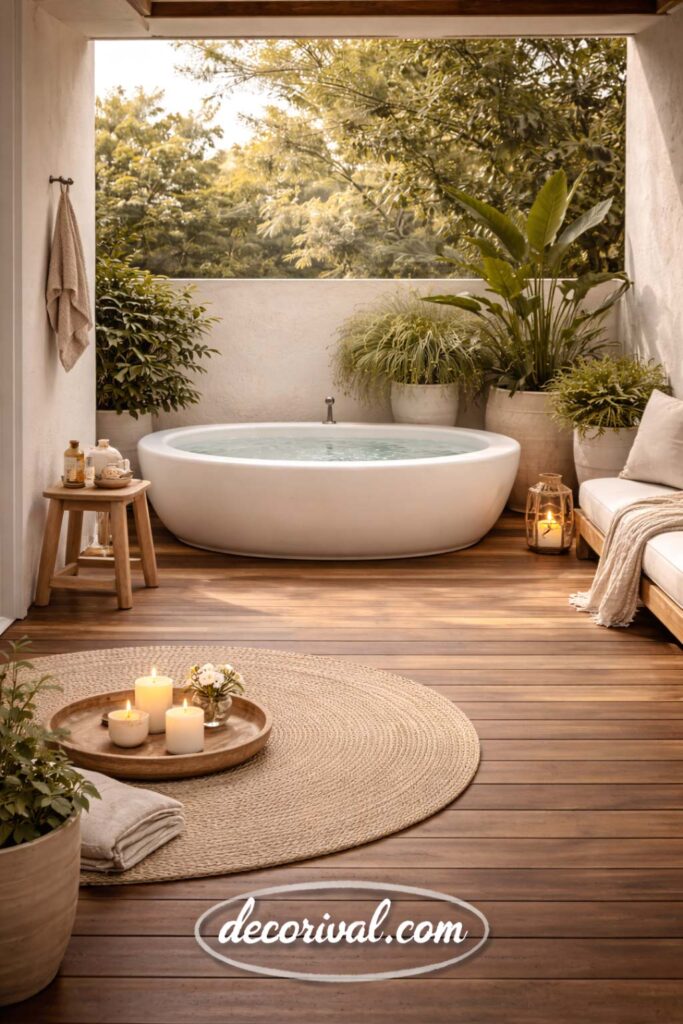 Minimal Terrace Spa with Soaking Tub