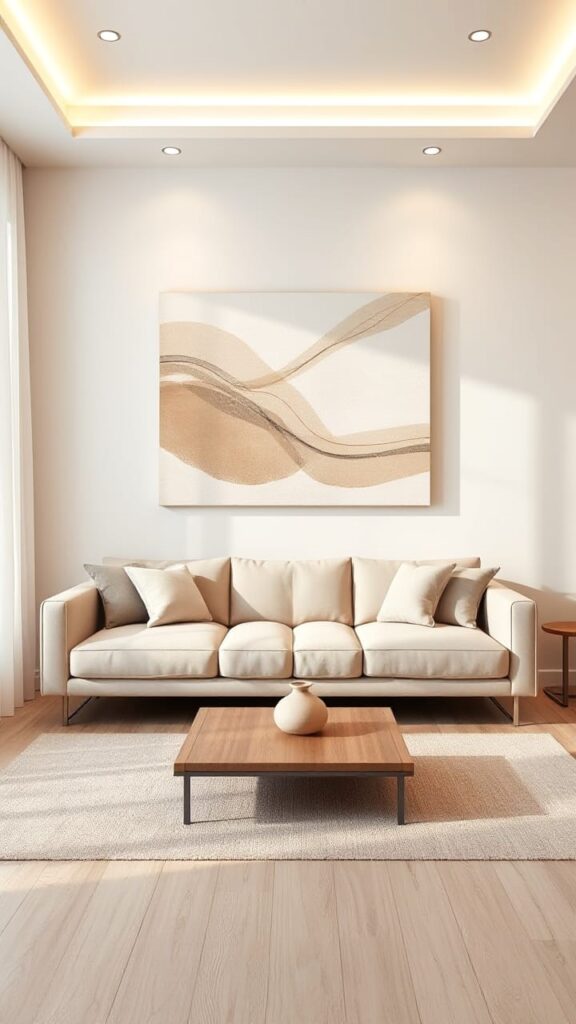 Minimalist Living Room with Statement Art | Modern Wall Decor