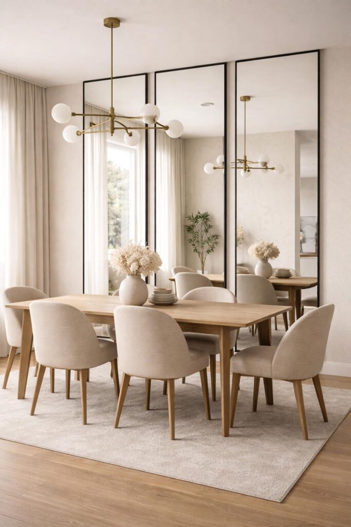 Modern Mirror Panel Dining Wall