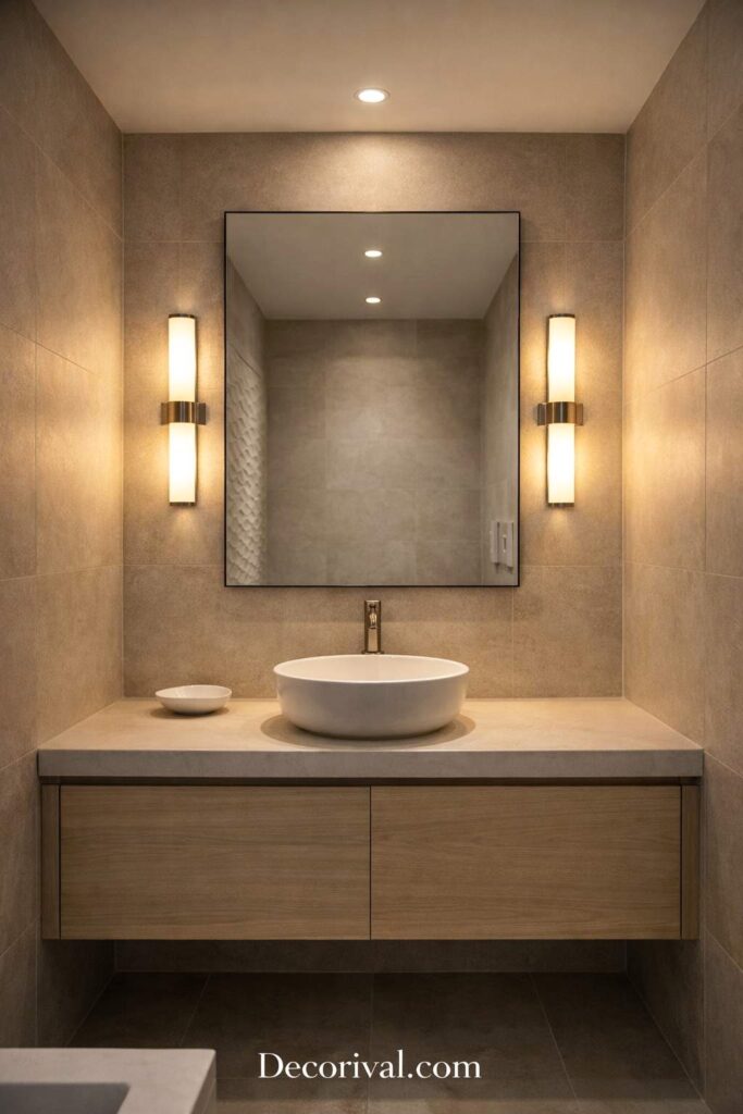 Modern bathroom with sleek lighting