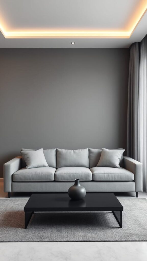 Monochrome Minimalist Living Room | Modern Grey Aesthetic