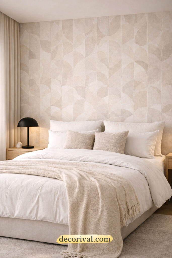 Neutral Geometric Accent Wall Bedroom
