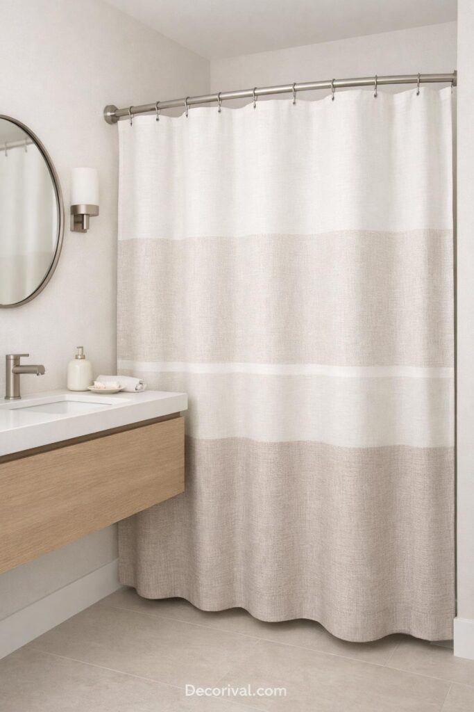 Neutral Statement Shower Curtain Bathroom Design