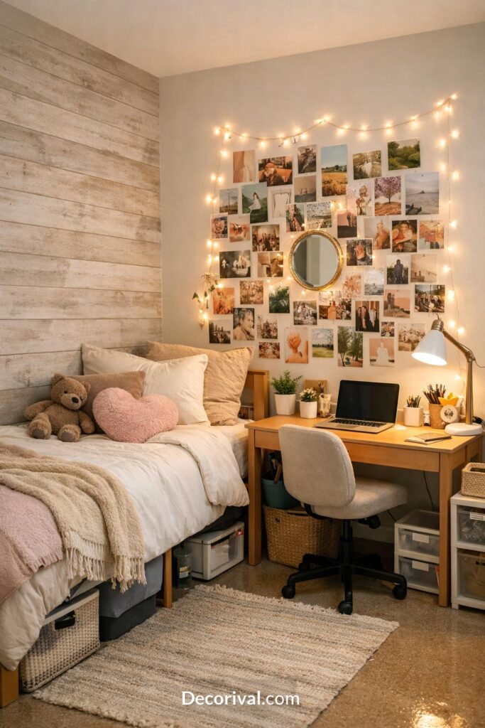 Peel-and-Stick Accent Wall Dorm Setup