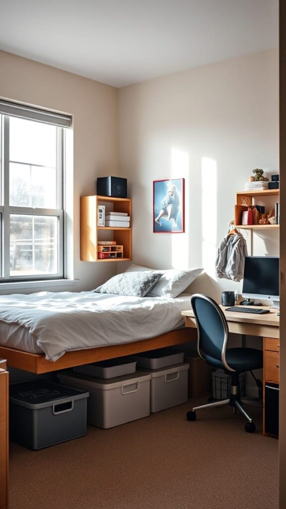Small Dorm Storage & Organization Setup 