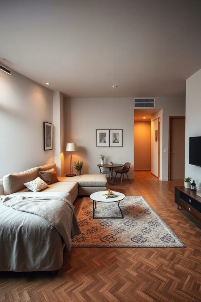 Small Living Room Layout With Zones