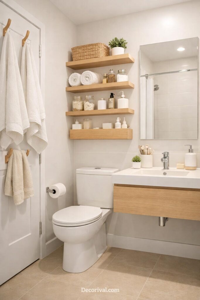 Smart Vertical Storage Small Bathroom Design