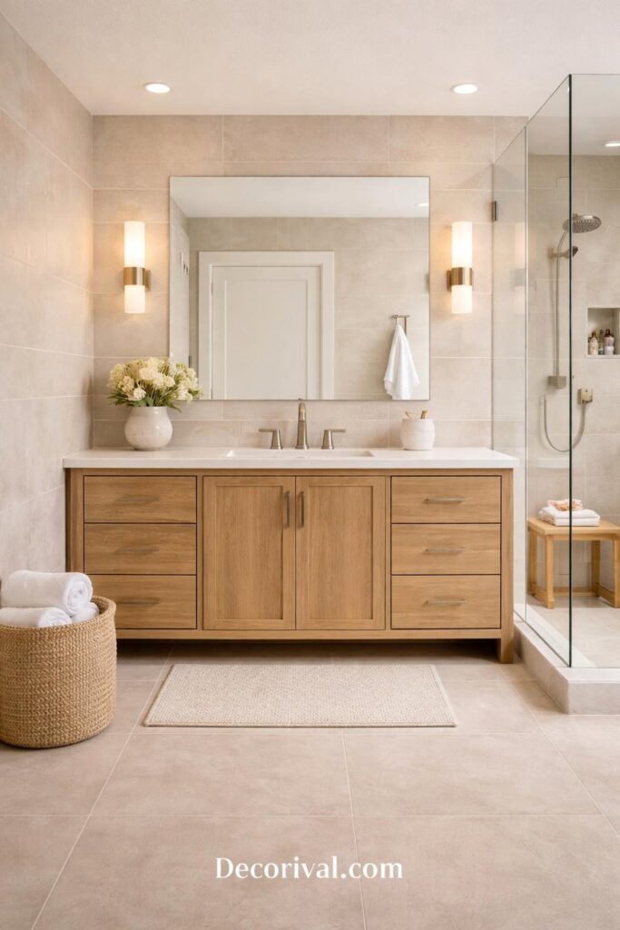 Timeless bathroom design with neutral colors