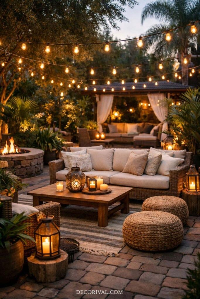 Backyard String Light Setup