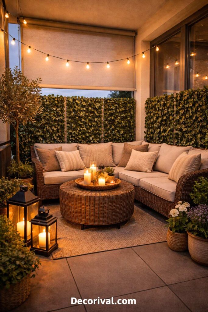 Balcony With Ivy Screen and Roller Shade