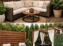 Budget-friendly outdoor privacy setup with balcony screens, cozy backyard seating, plants, and warm natural styling.