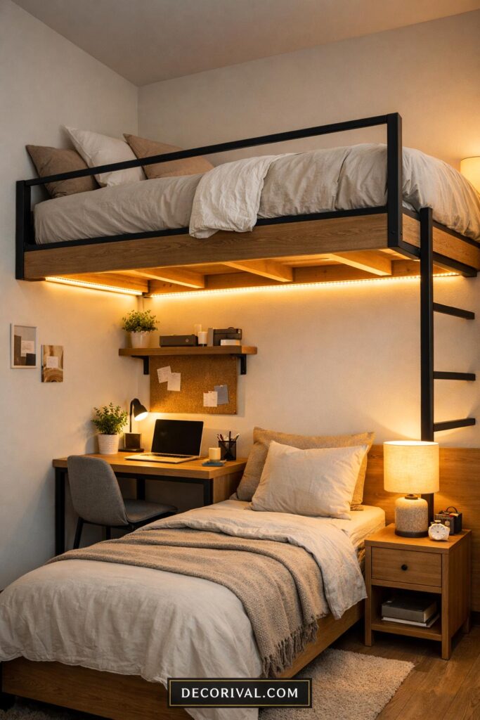 Cozy Dorm Room Lighting Setup