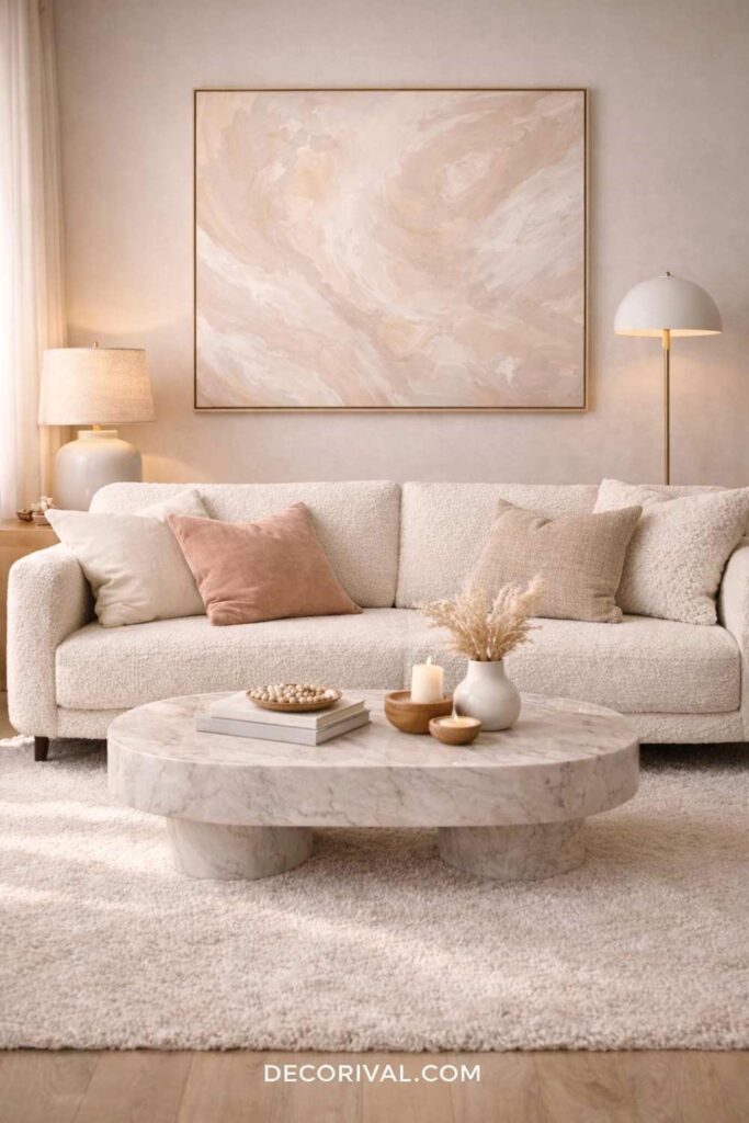 Plush Rug Anchoring Living Room