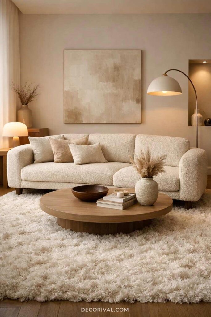 Plush Rug and Sofa Soft Luxury Setup