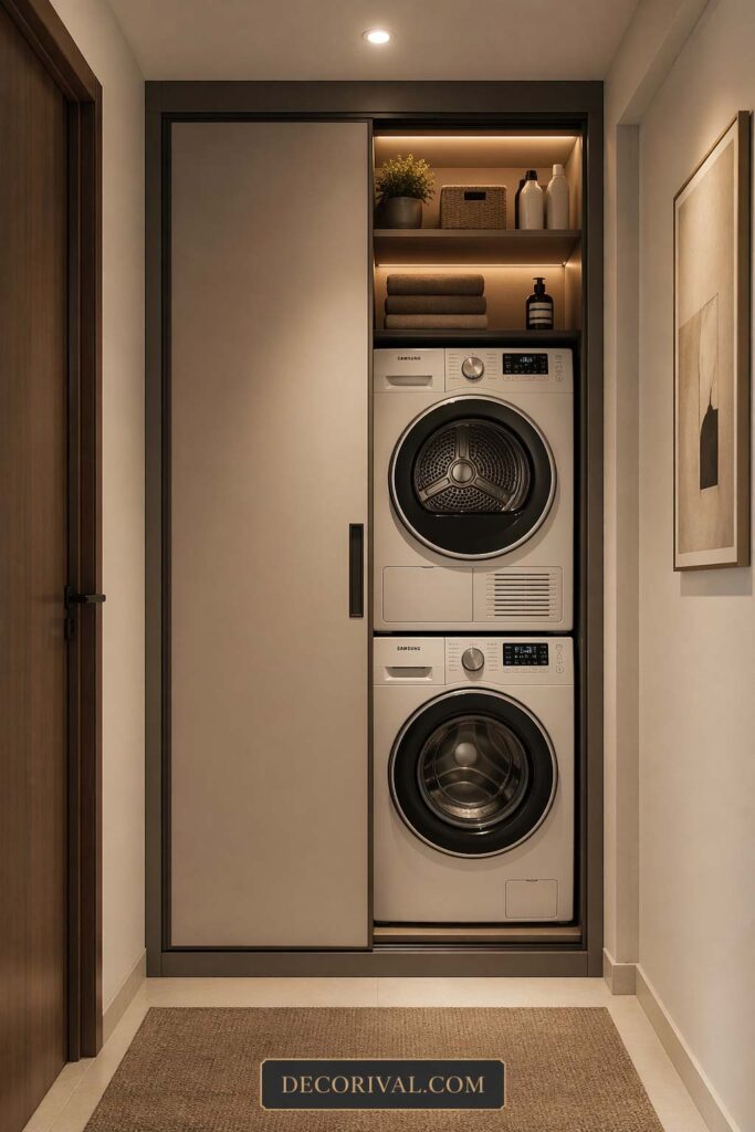 Stacked Washer Dryer in Closet Design