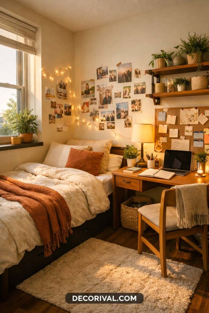 Cozy Aesthetic Dorm Room Setup