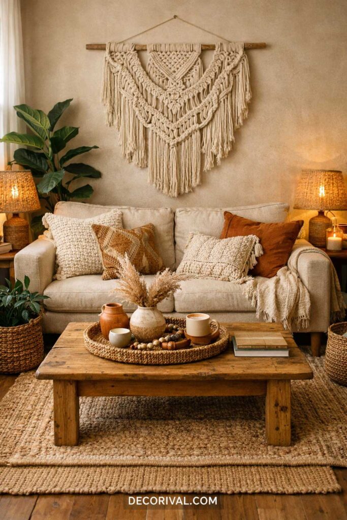 Cozy Boho Living Room Interior Inspiration