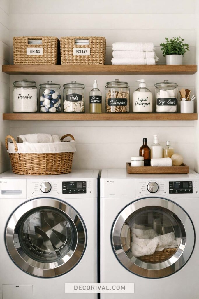 Laundry Room Open Shelving Storage