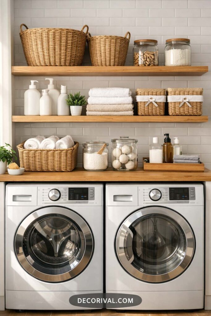 Laundry Room Shelves Above Washer Dryer