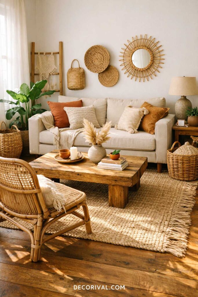 Natural Texture Boho Living Room Styling