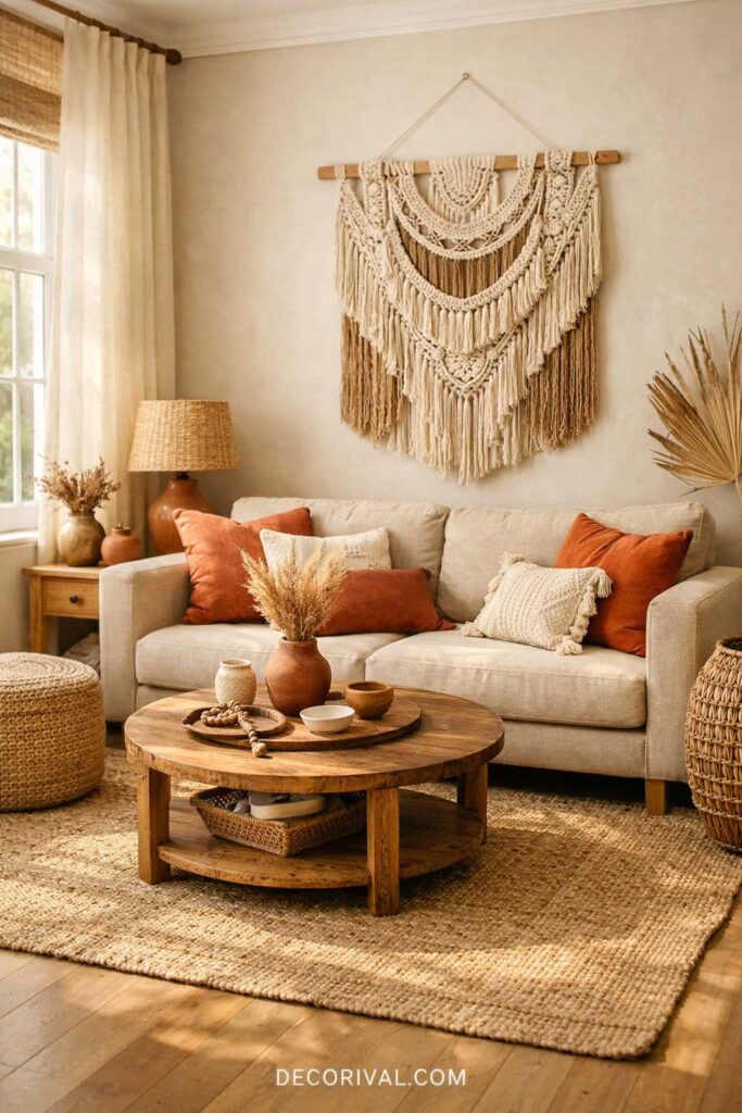Neutral Cozy Boho Living Room Color Palette
