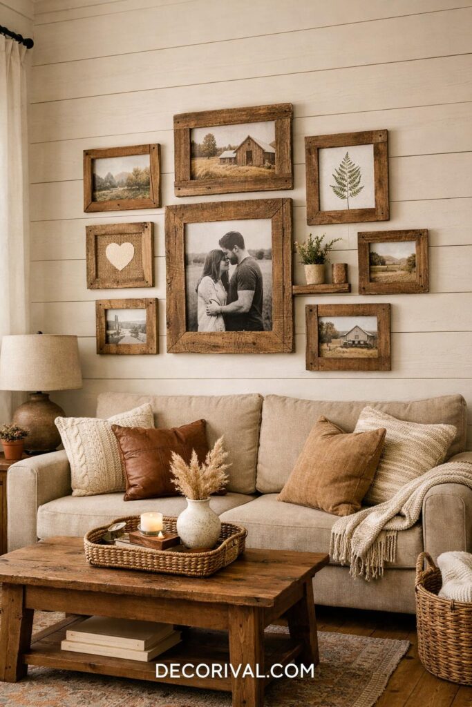 Rustic DIY Photo Frame Wall
