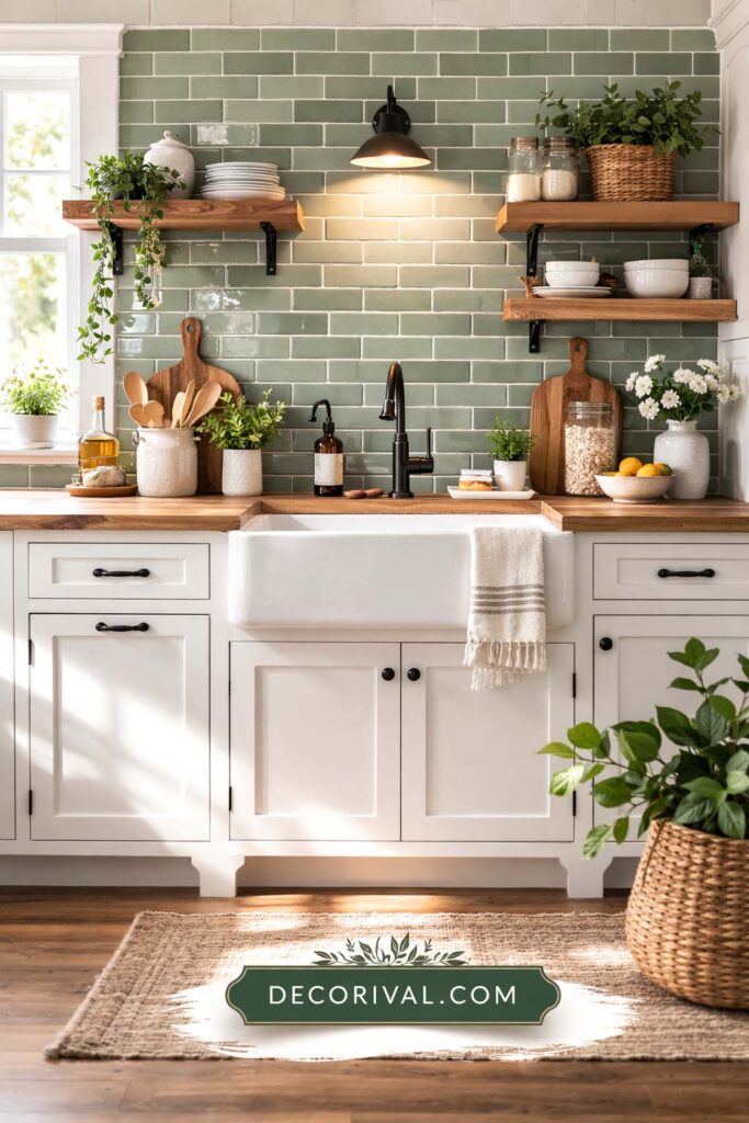 Sage Green Tile Backsplash