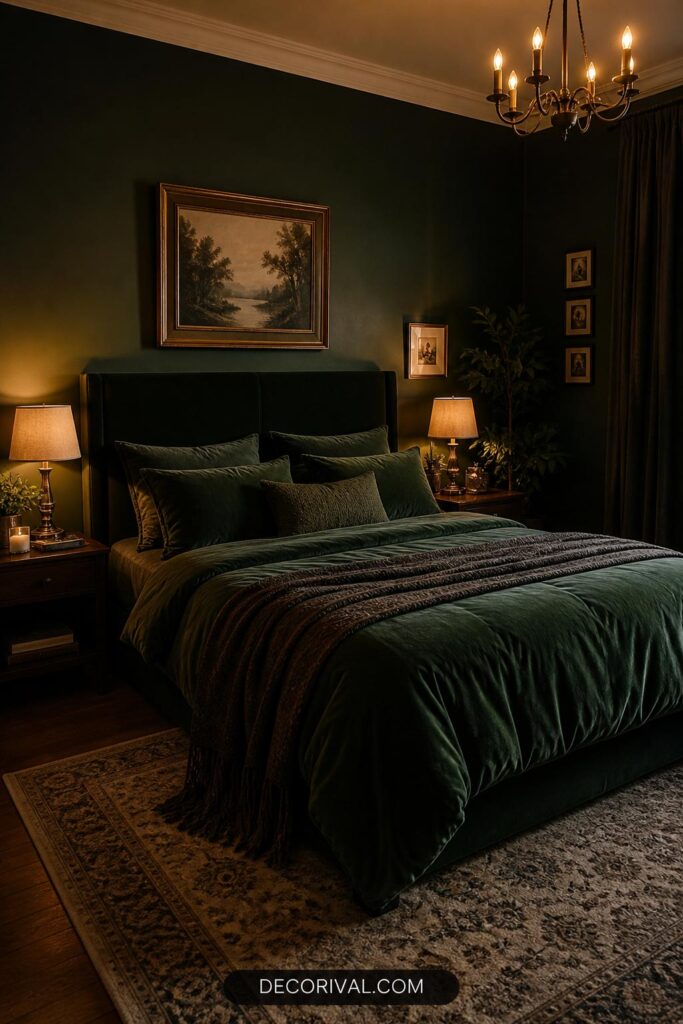 Dark Green Moody Bedroom Wall Color