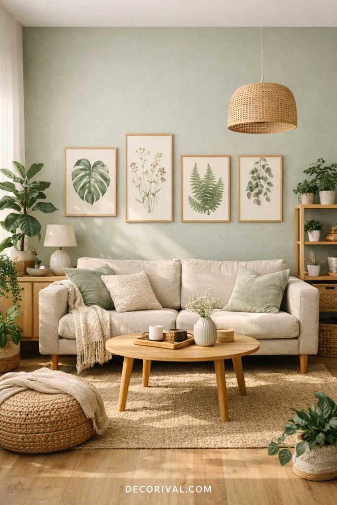 Scandinavian Living Room With Botanical Decor