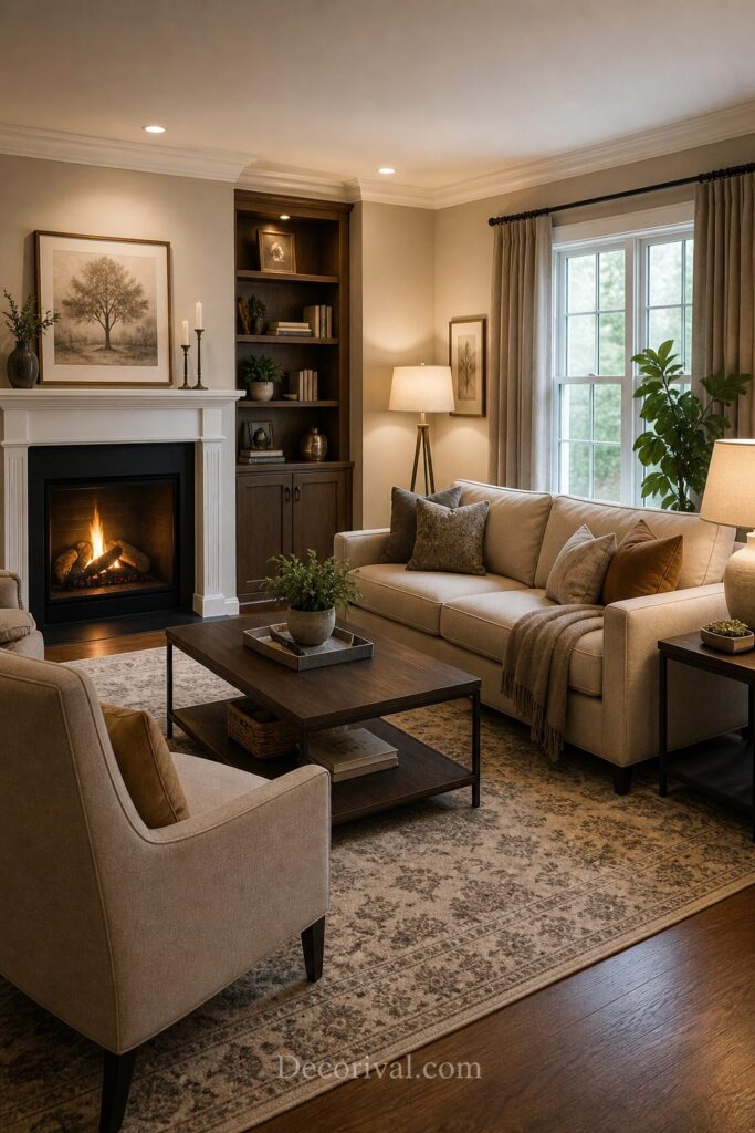 Well Living Room Design Guide with cozy seating and soft lighting