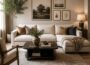 Modern living room with neutral decor and balanced layout
